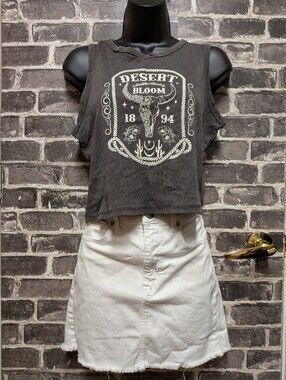 Desert Bloom Crop Tank Top - Charcoal